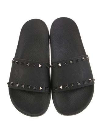 Valentino Rockstud Accents Rubber Slides