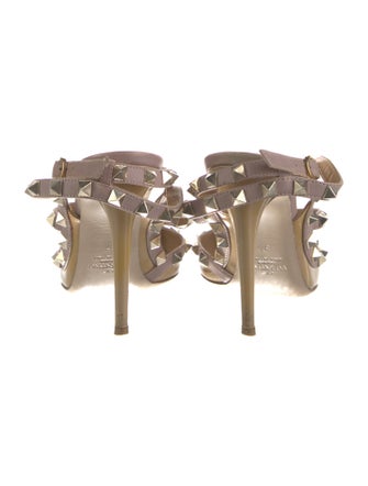 Valentino Rockstud Accents Patent Leather T-Strap Pumps