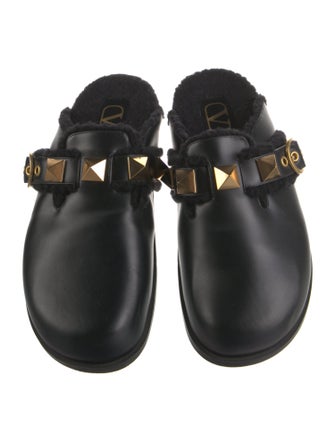 Valentino Rockstud Accents Leather Mules