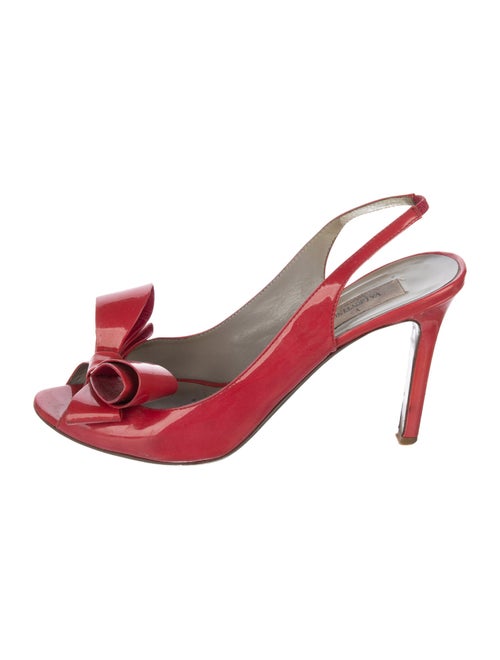 Valentino Patent Leather Bow Accents Slingback Pumps