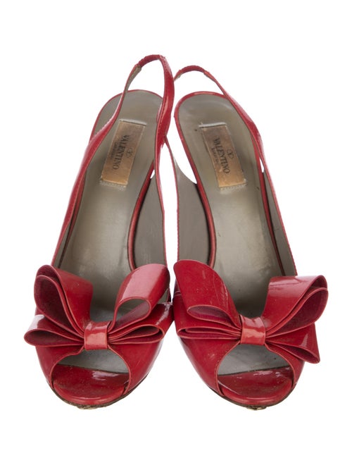 Valentino Patent Leather Bow Accents Slingback Pumps