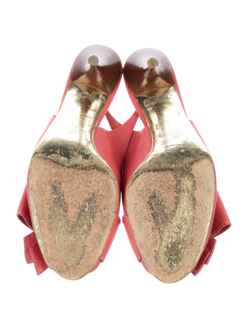 Valentino Leather Bow Accents Slingback Pumps