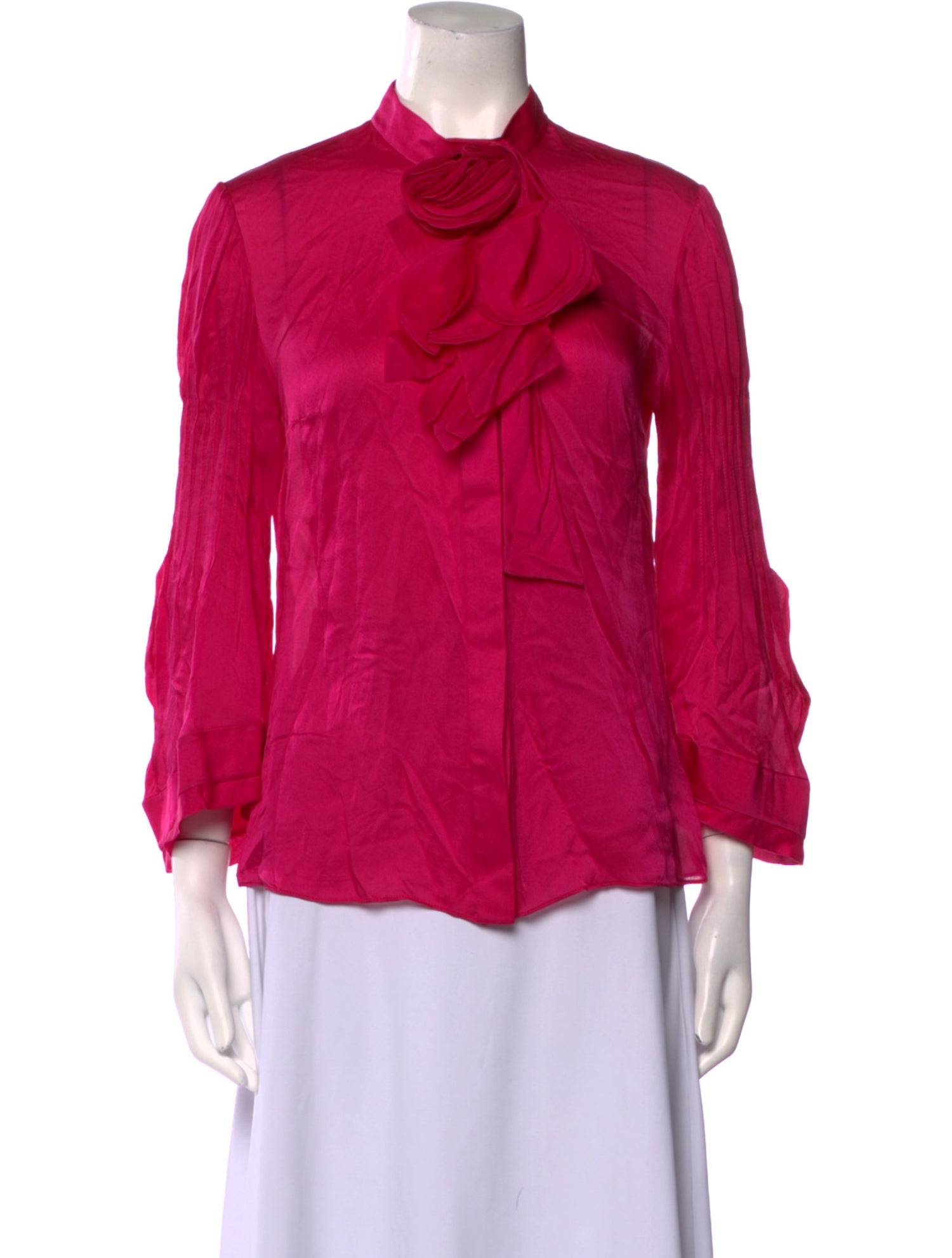 Valentino Mock Neck Three-Quarter Sleeve Blouse