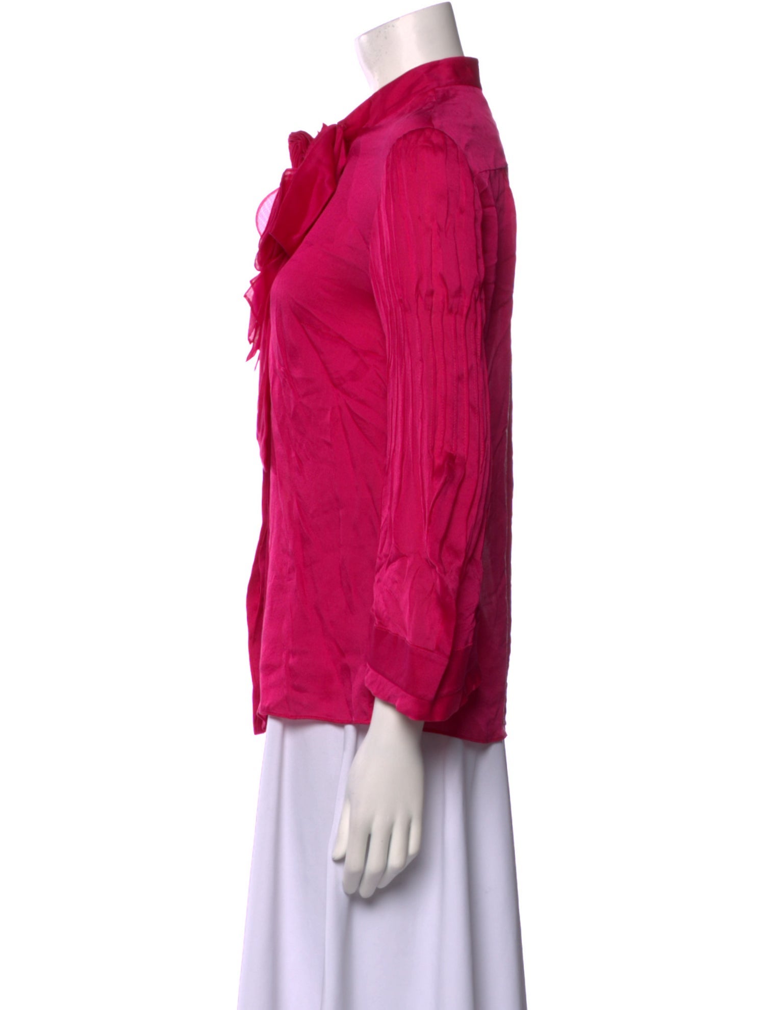 Valentino Mock Neck Three-Quarter Sleeve Blouse