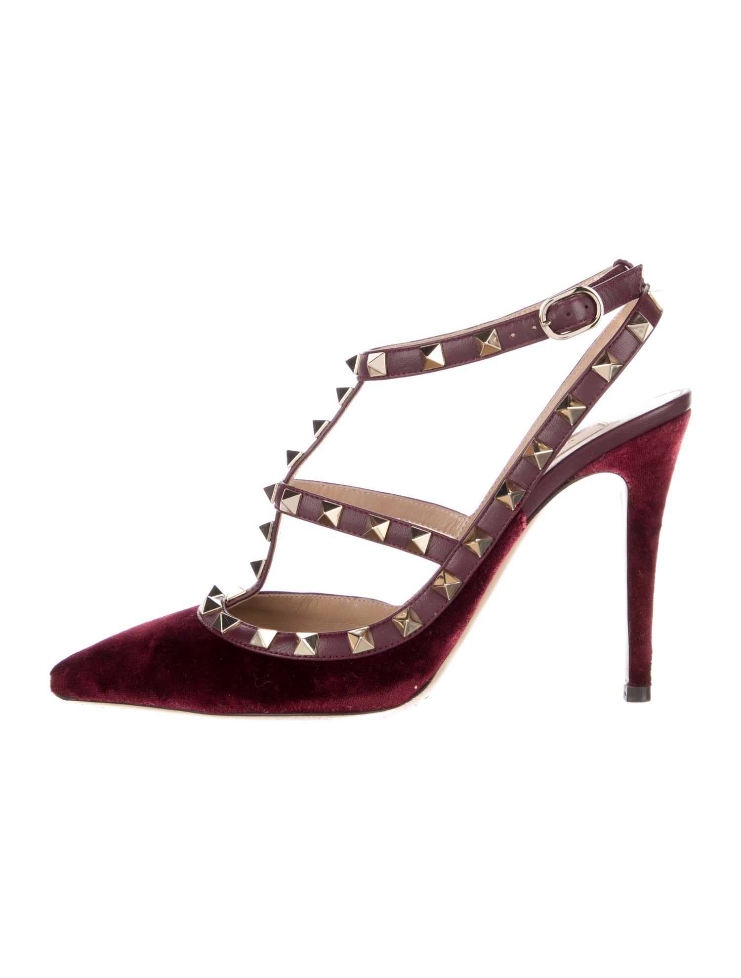 Valentino Rockstud Accents Leather T-Strap Pumps