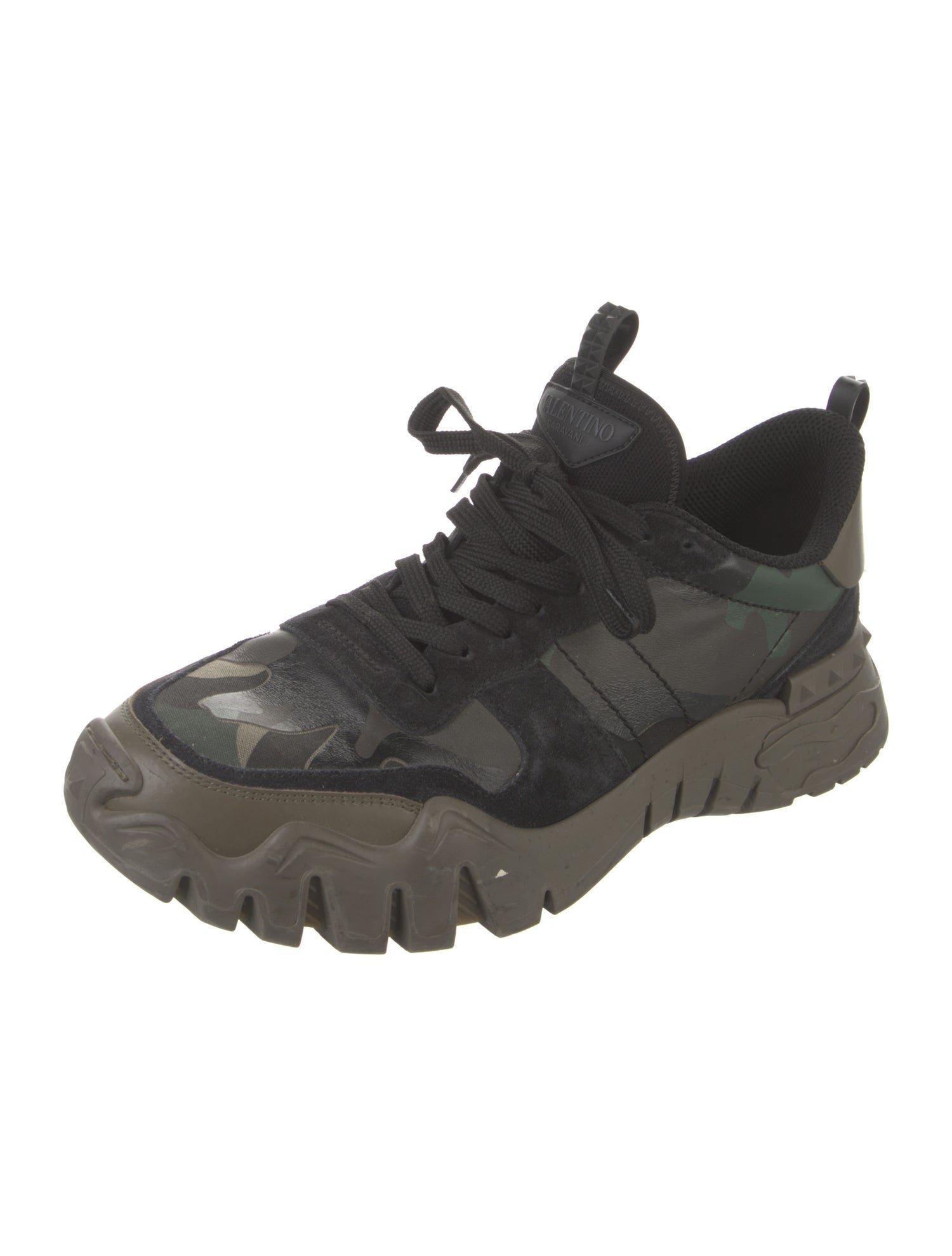 Valentino Rockstud Accents Leather Sneakers