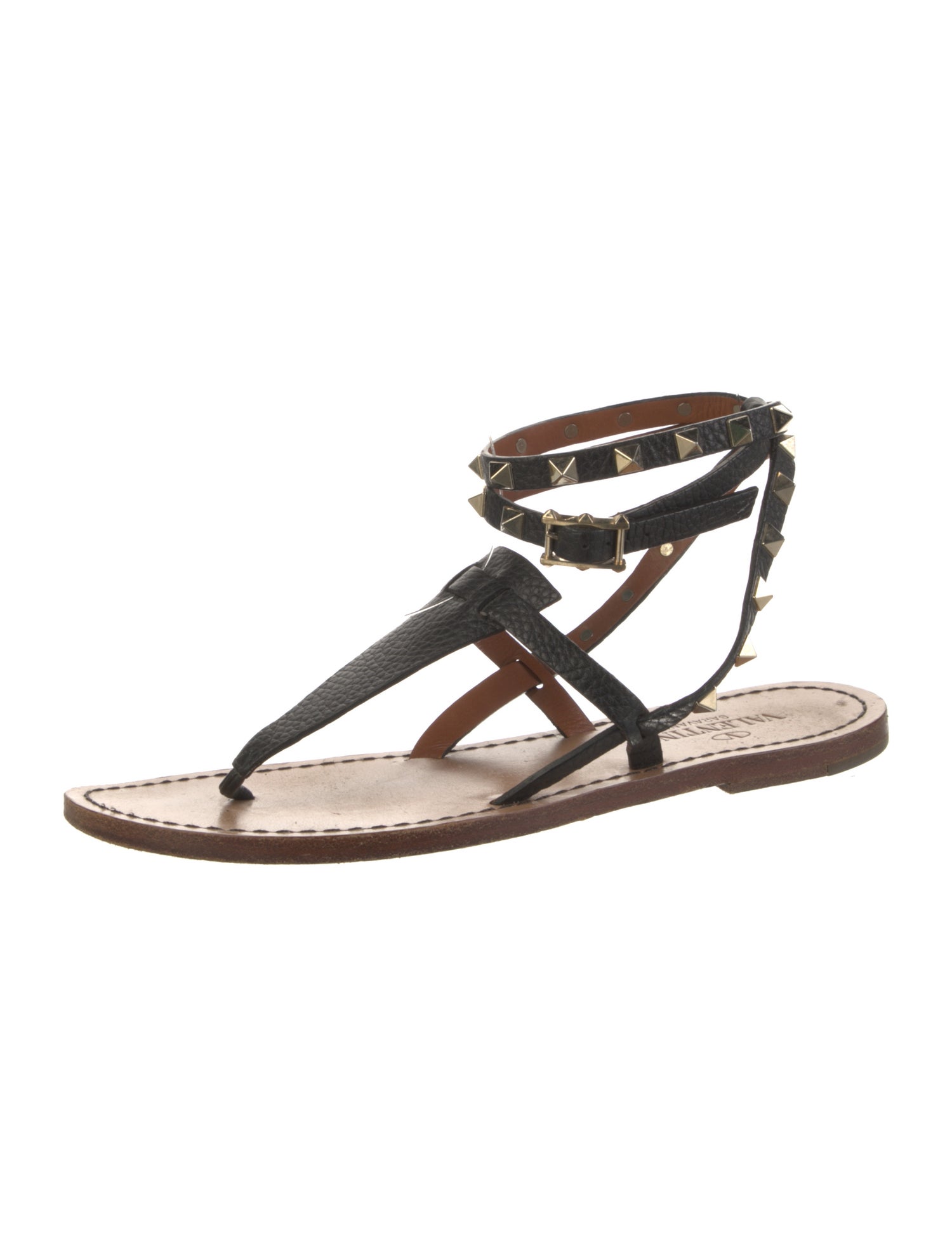 Valentino Rockstud Accents Leather Gladiator Sandals