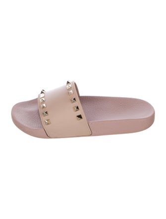 Valentino Rockstud Accents Rubber Slides