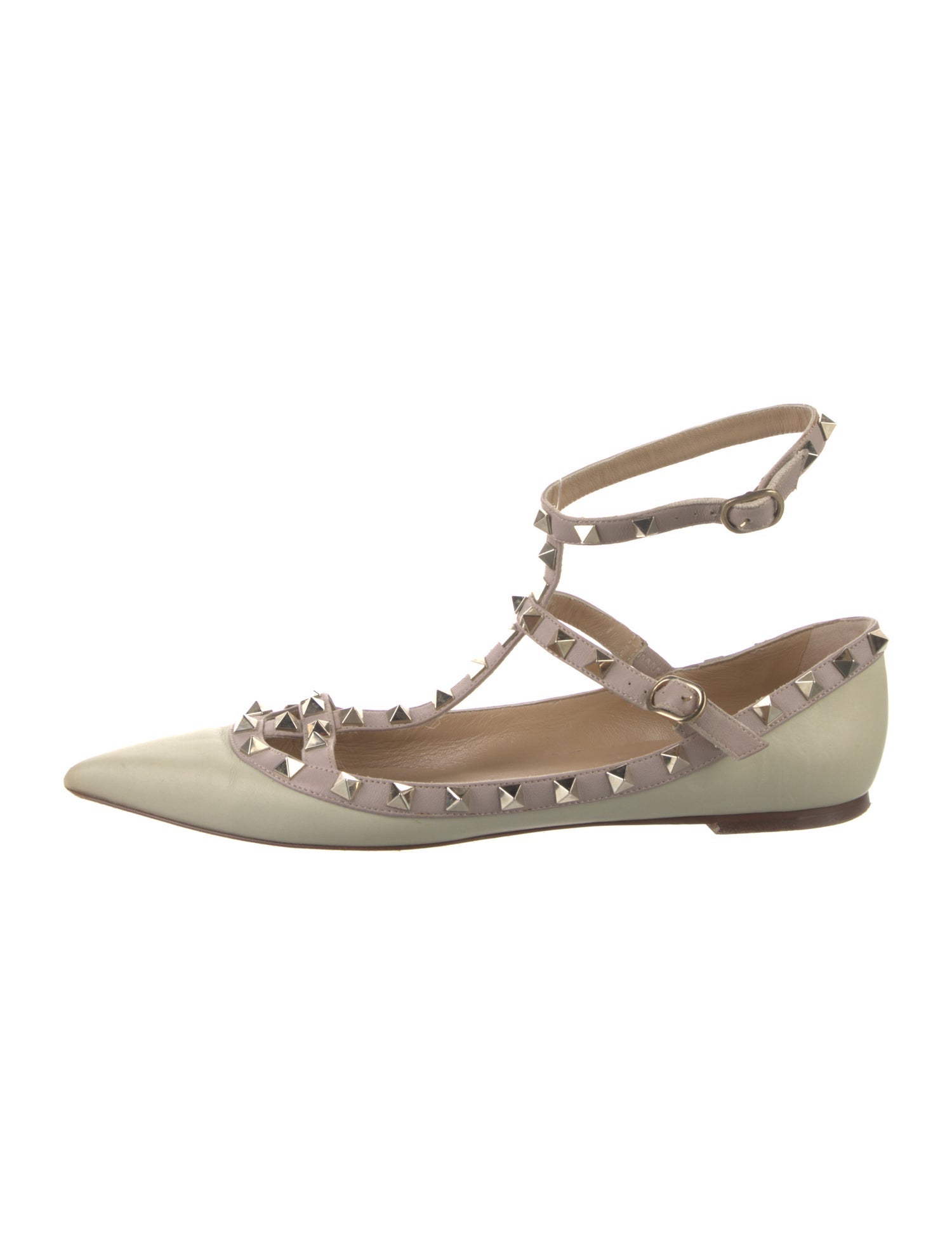 Valentino Rockstud Accents Leather Ballet Flats