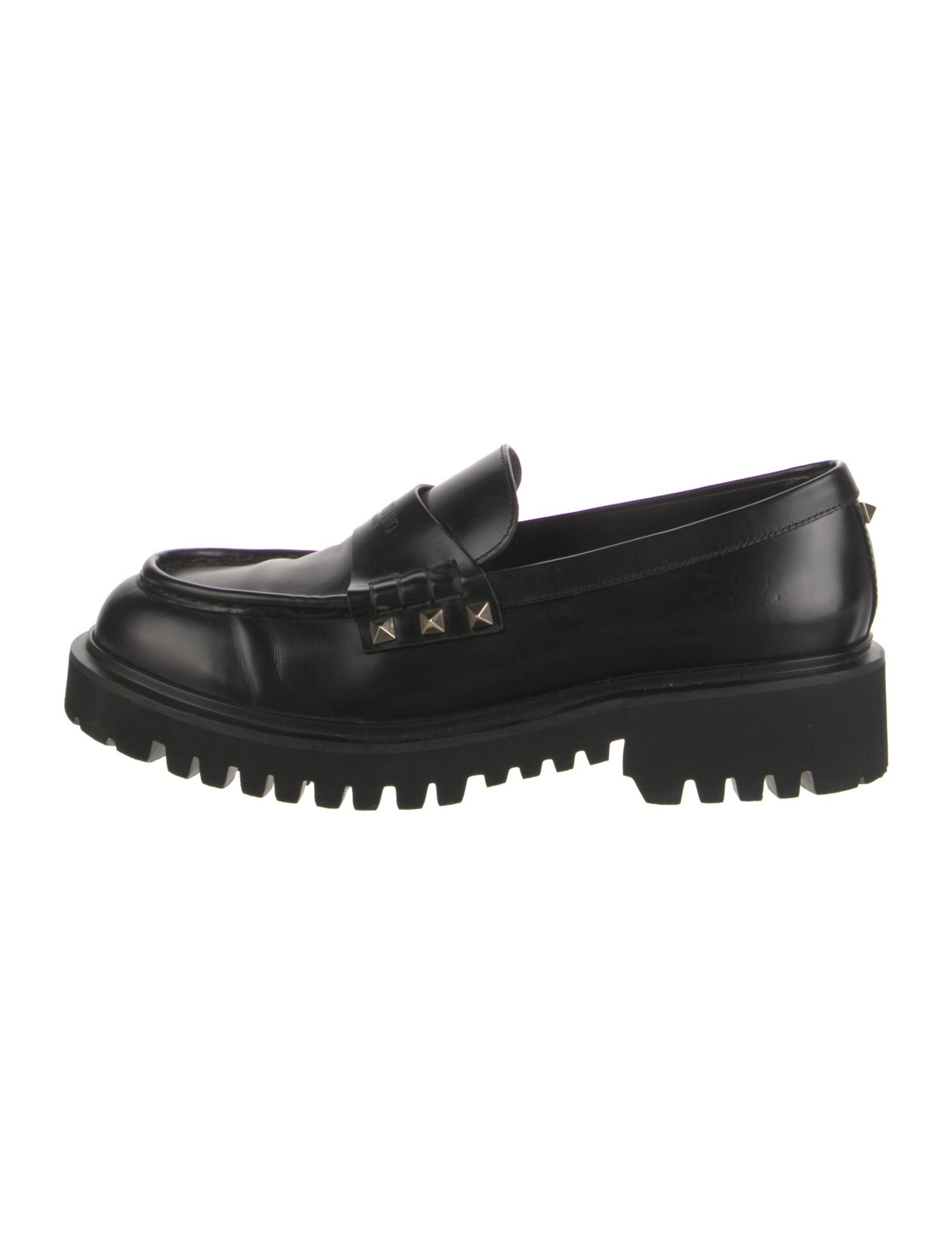 Valentino Rockstud Accents Leather Loafers