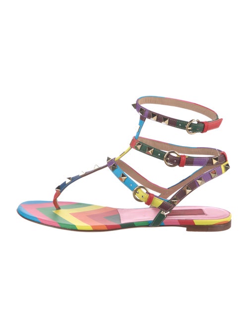 Valentino Rockstud Accents Leather Gladiator Sandals