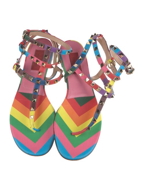 Valentino Rockstud Accents Leather Gladiator Sandals
