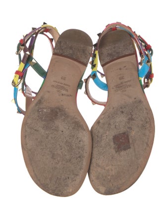 Valentino Rockstud Accents Leather Gladiator Sandals