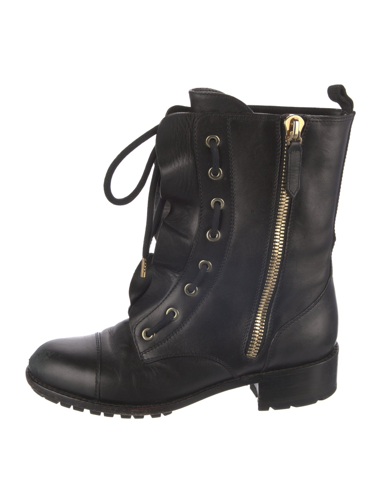 Valentino Leather Combat Boots