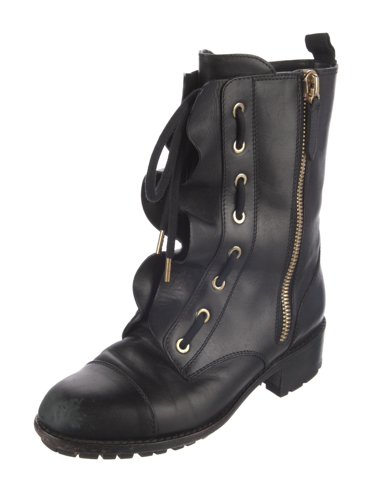 Valentino Leather Combat Boots