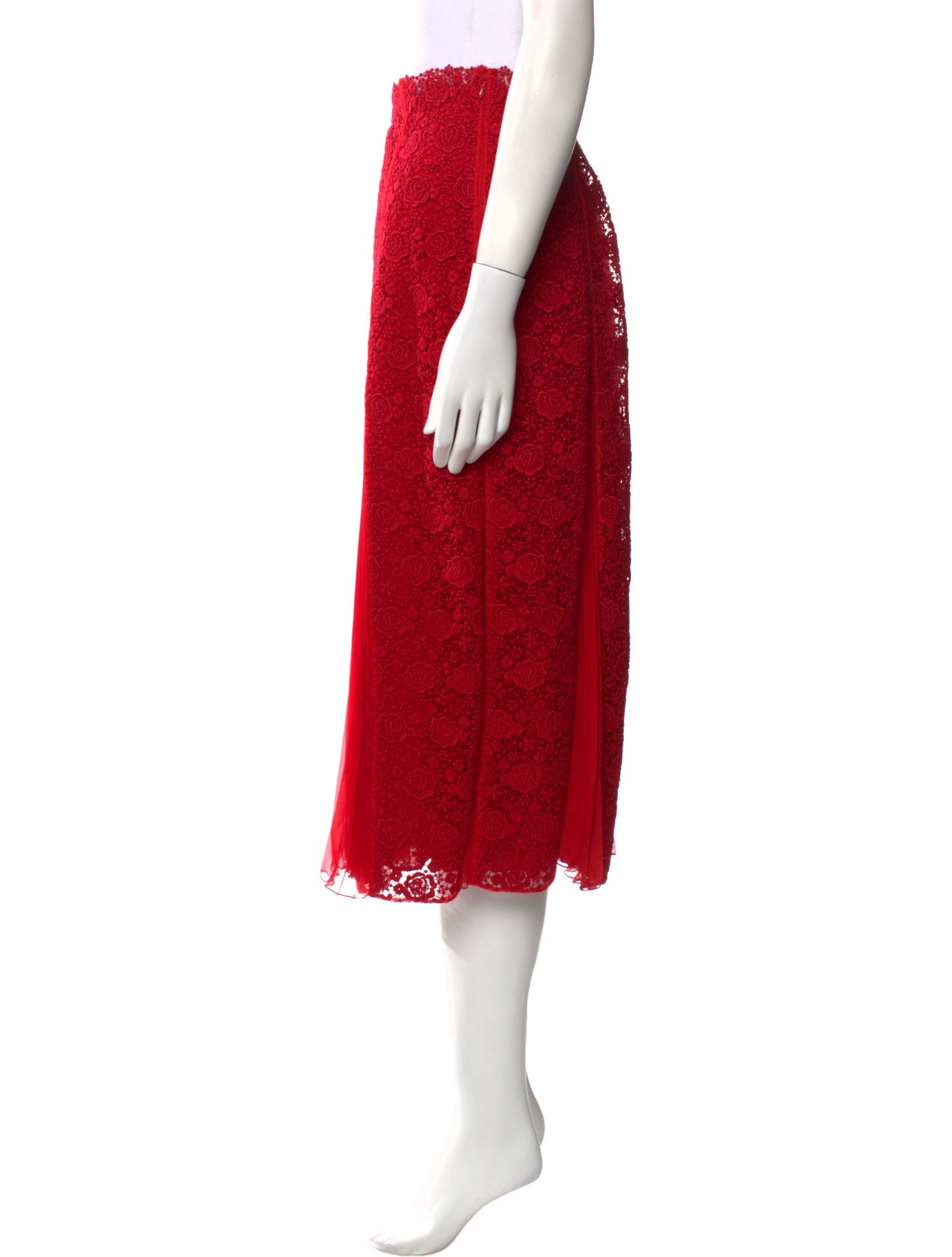 Valentino Lace Pattern Midi Length Skirt