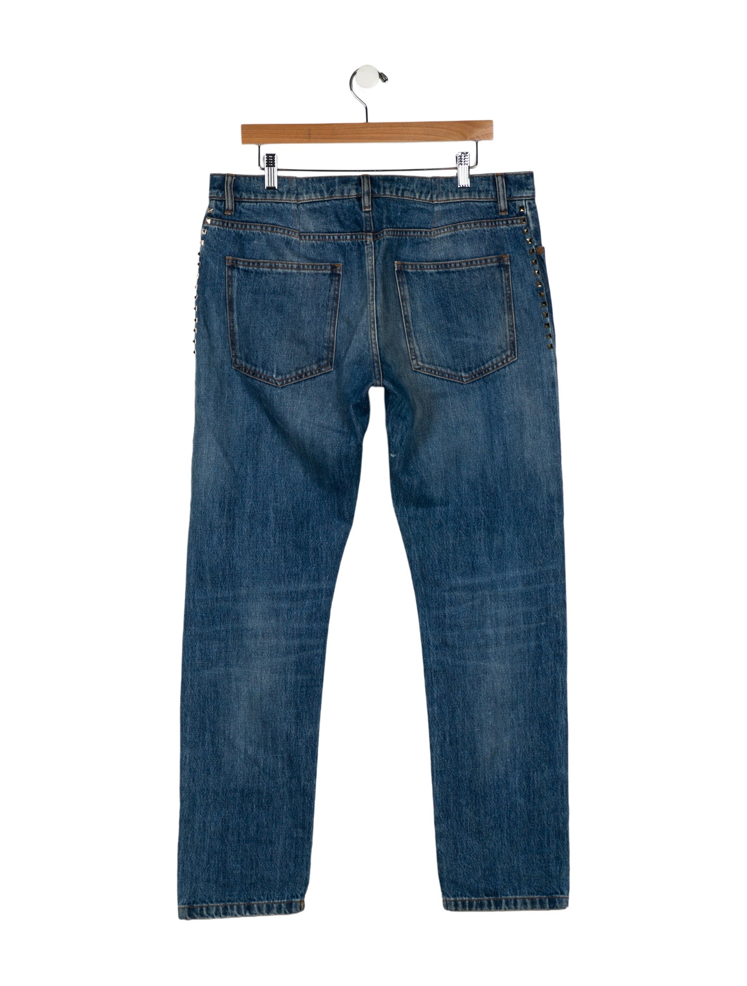 Valentino Rockstud Accents Straight-Leg Jeans