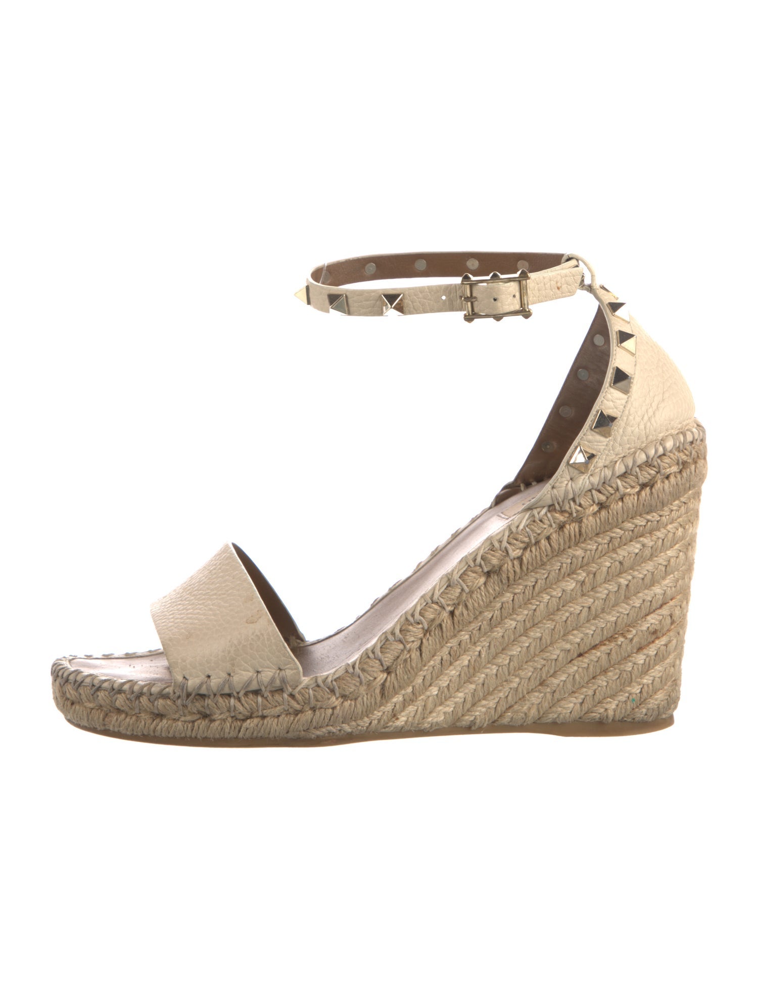 Valentino Rockstud Accents Leather Espadrilles