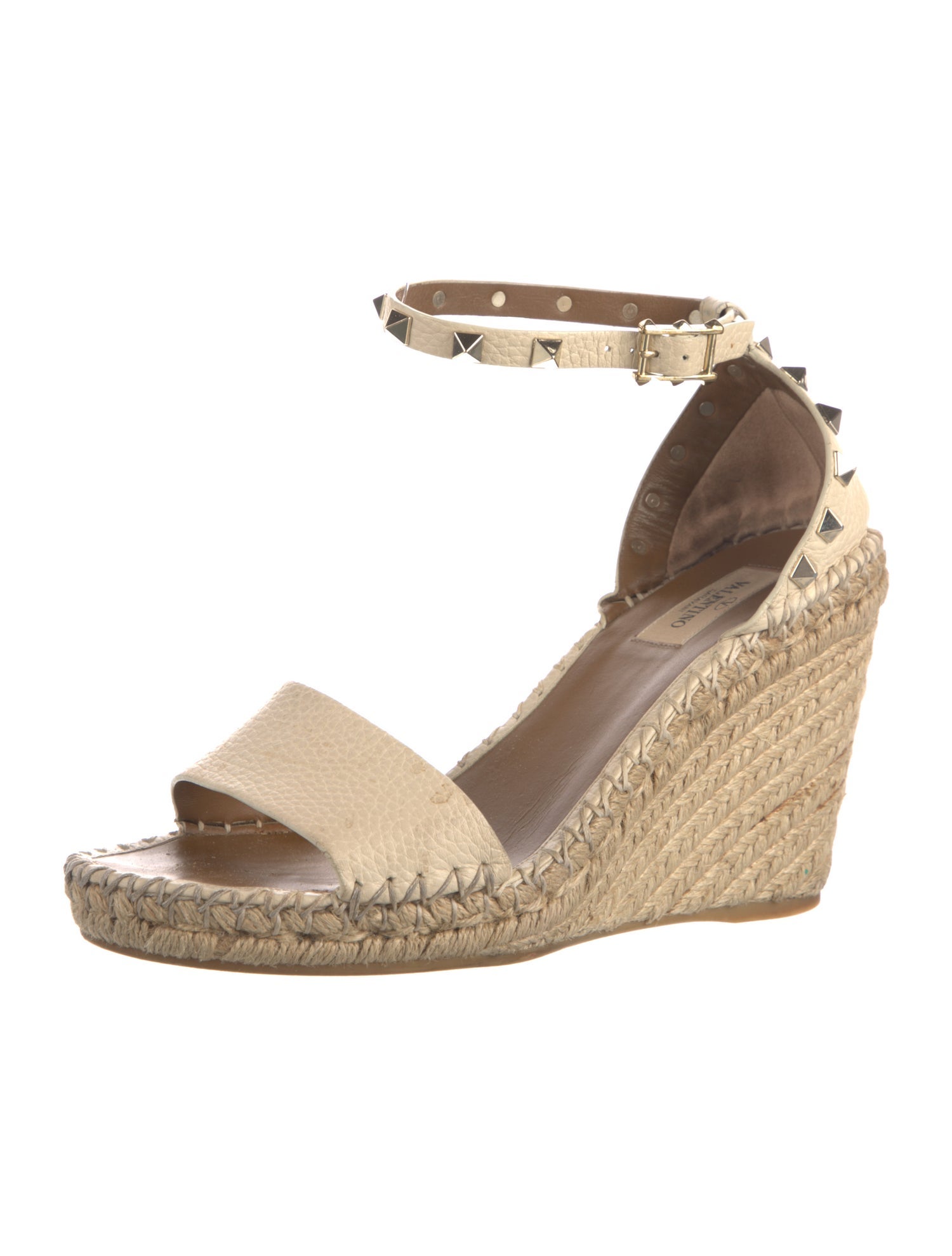 Valentino Rockstud Accents Leather Espadrilles