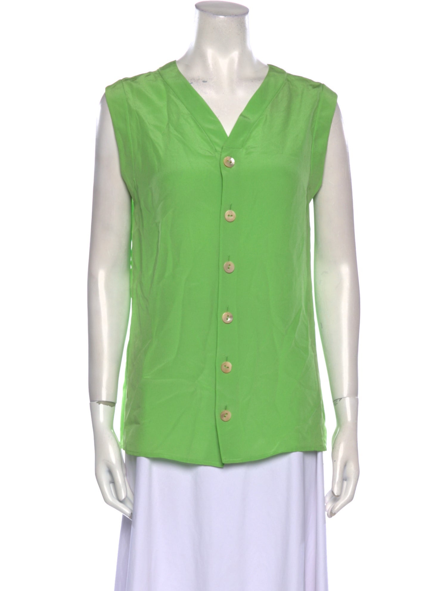 Valentino Silk V-Neck Button-Up Top