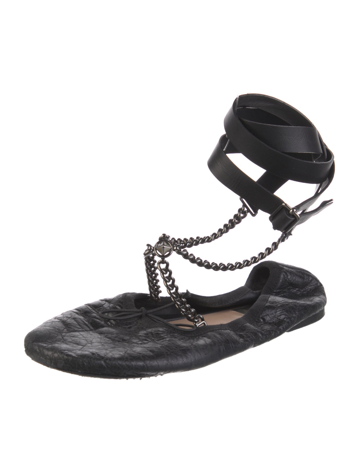 Valentino Rockstud Accents Leather Ballet Flats