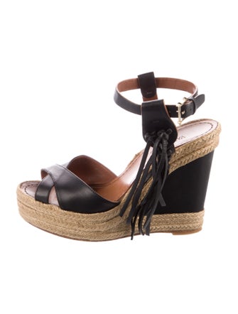 Valentino Leather Colorblock Pattern Espadrilles