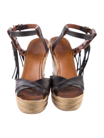 Valentino Leather Colorblock Pattern Espadrilles