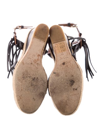 Valentino Leather Colorblock Pattern Espadrilles