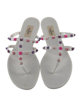 Valentino Rockstud Accents Rubber Slides