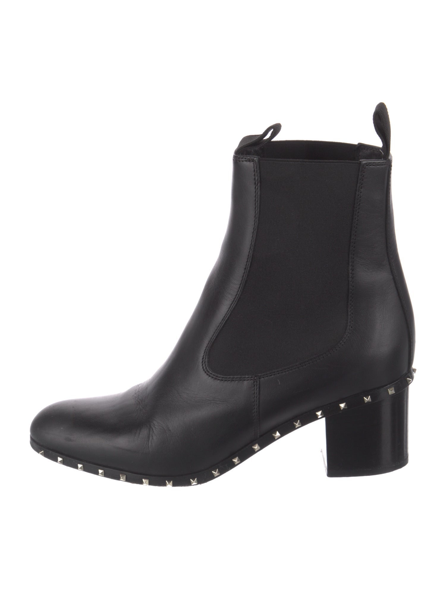 Valentino Rockstud Accents Leather Chelsea Boots
