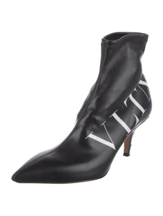 Valentino Leather Graphic Print Boots