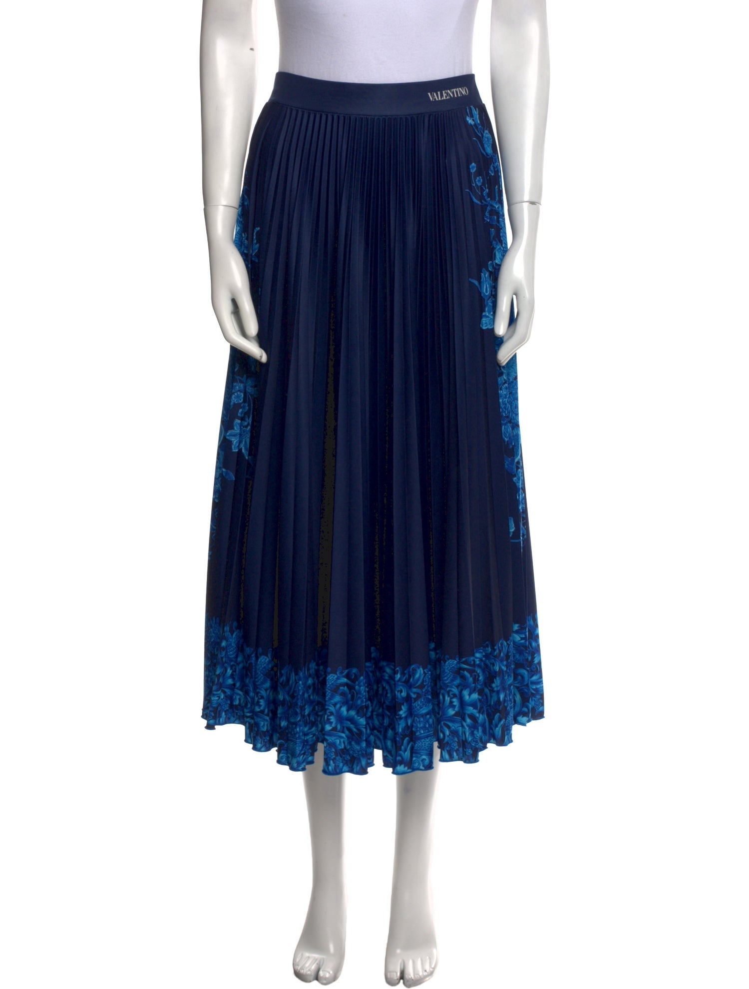 Valentino Pleated Accents Midi Length Skirt