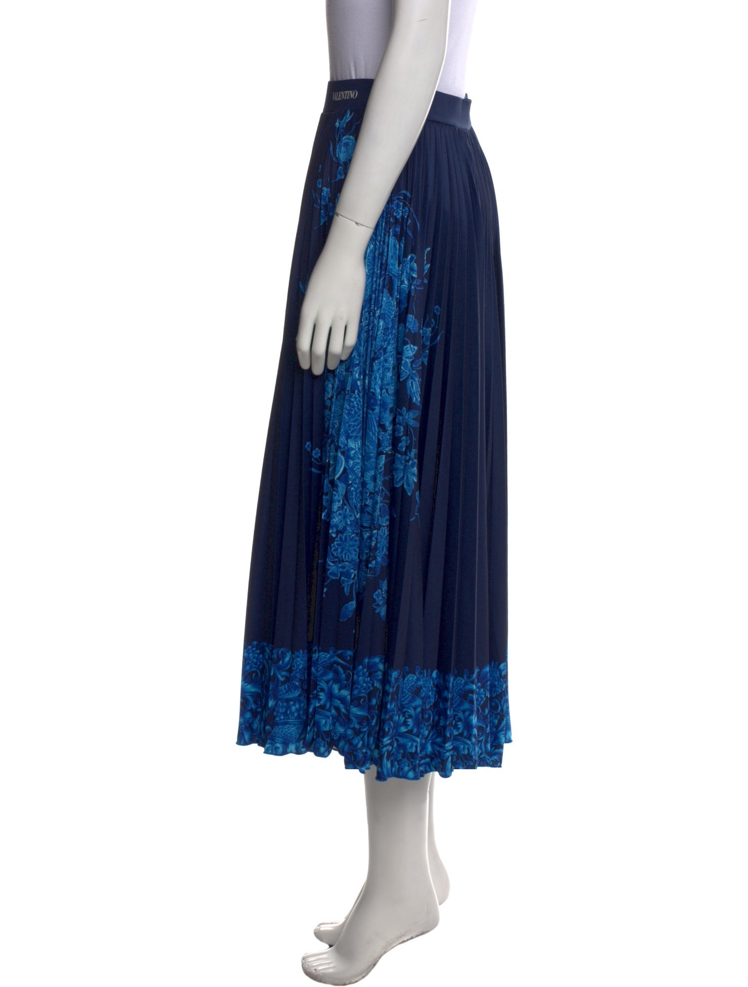 Valentino Pleated Accents Midi Length Skirt