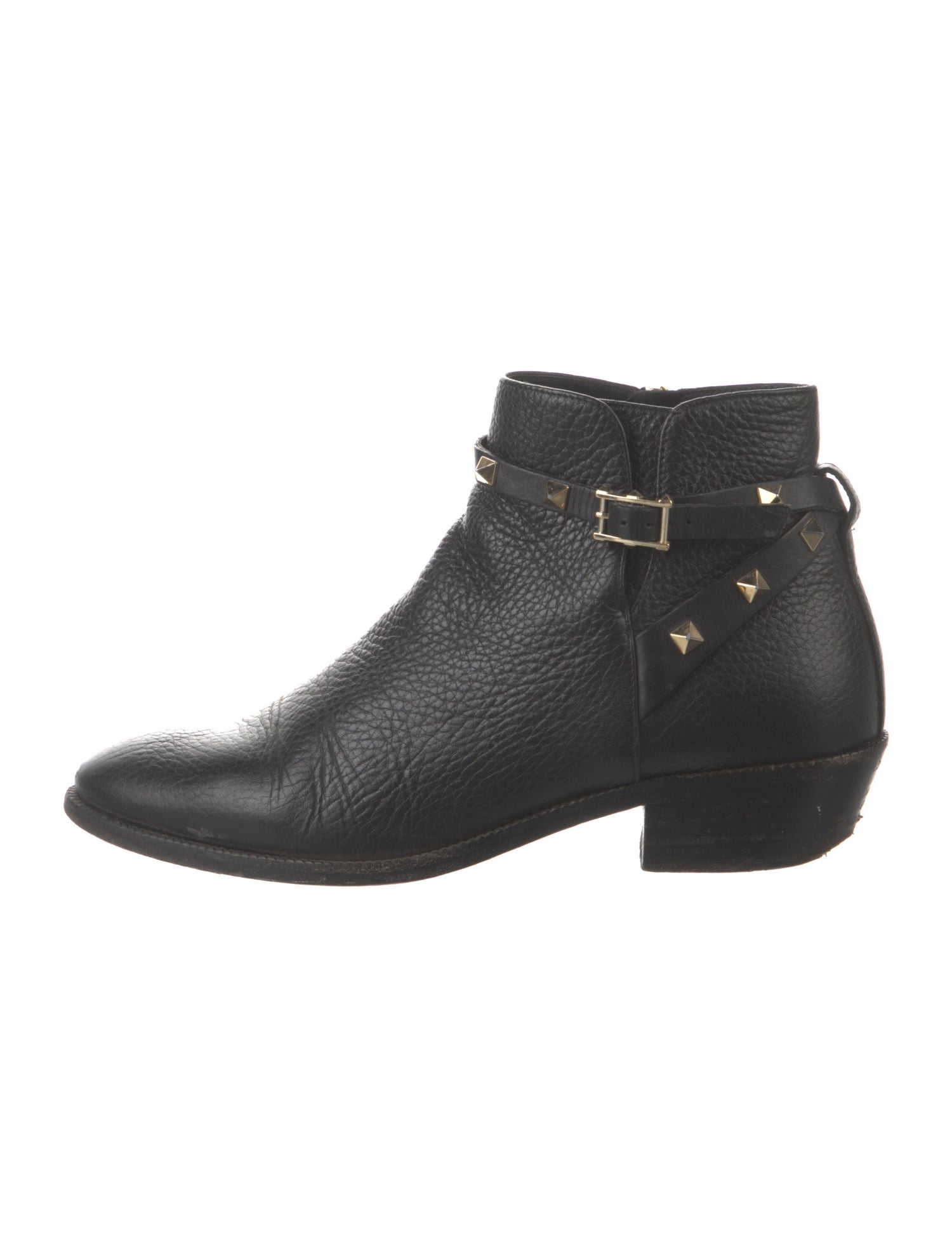 Valentino Rockstud Accents Leather Moto Boots