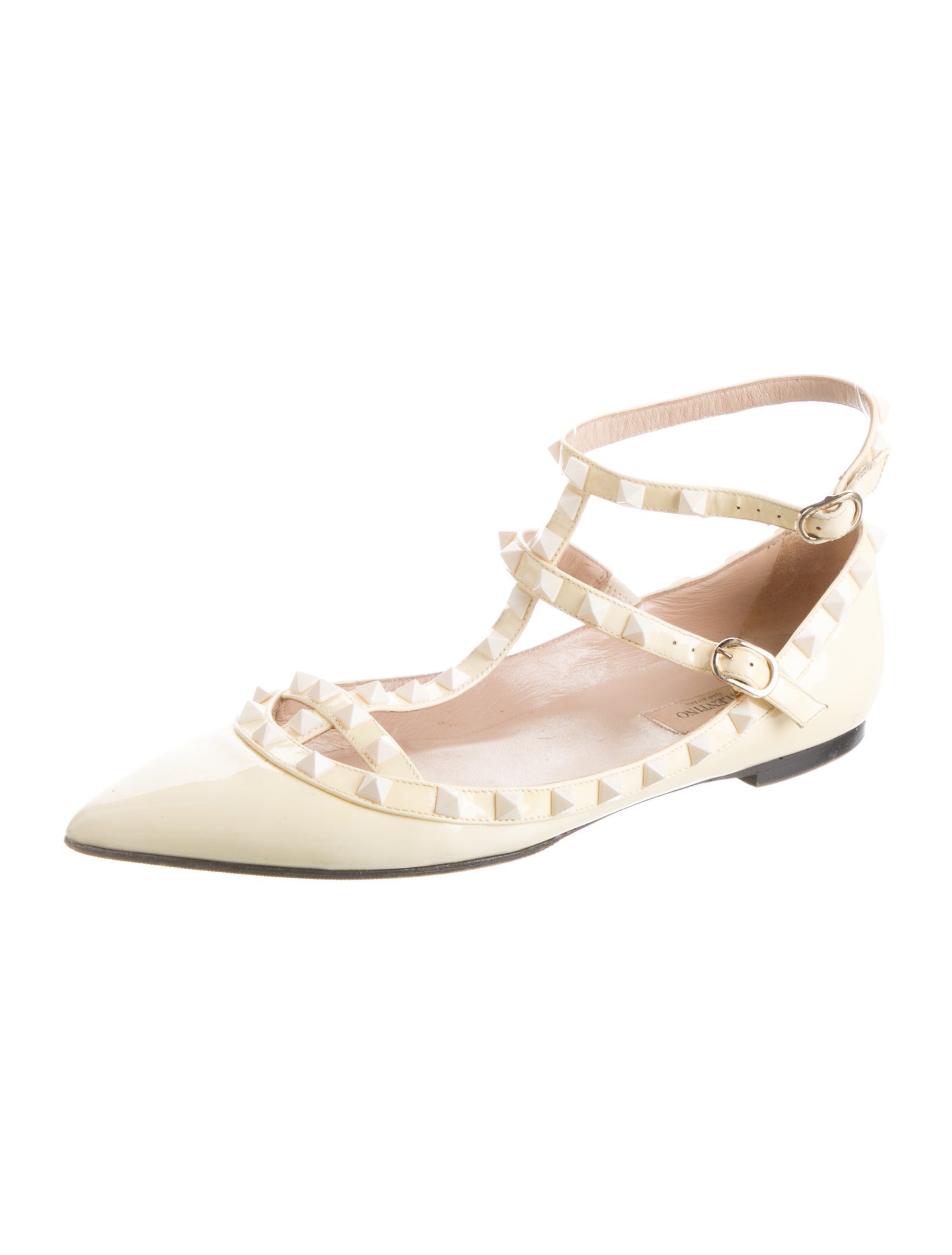 Valentino Rockstud Accents Patent Leather Flats