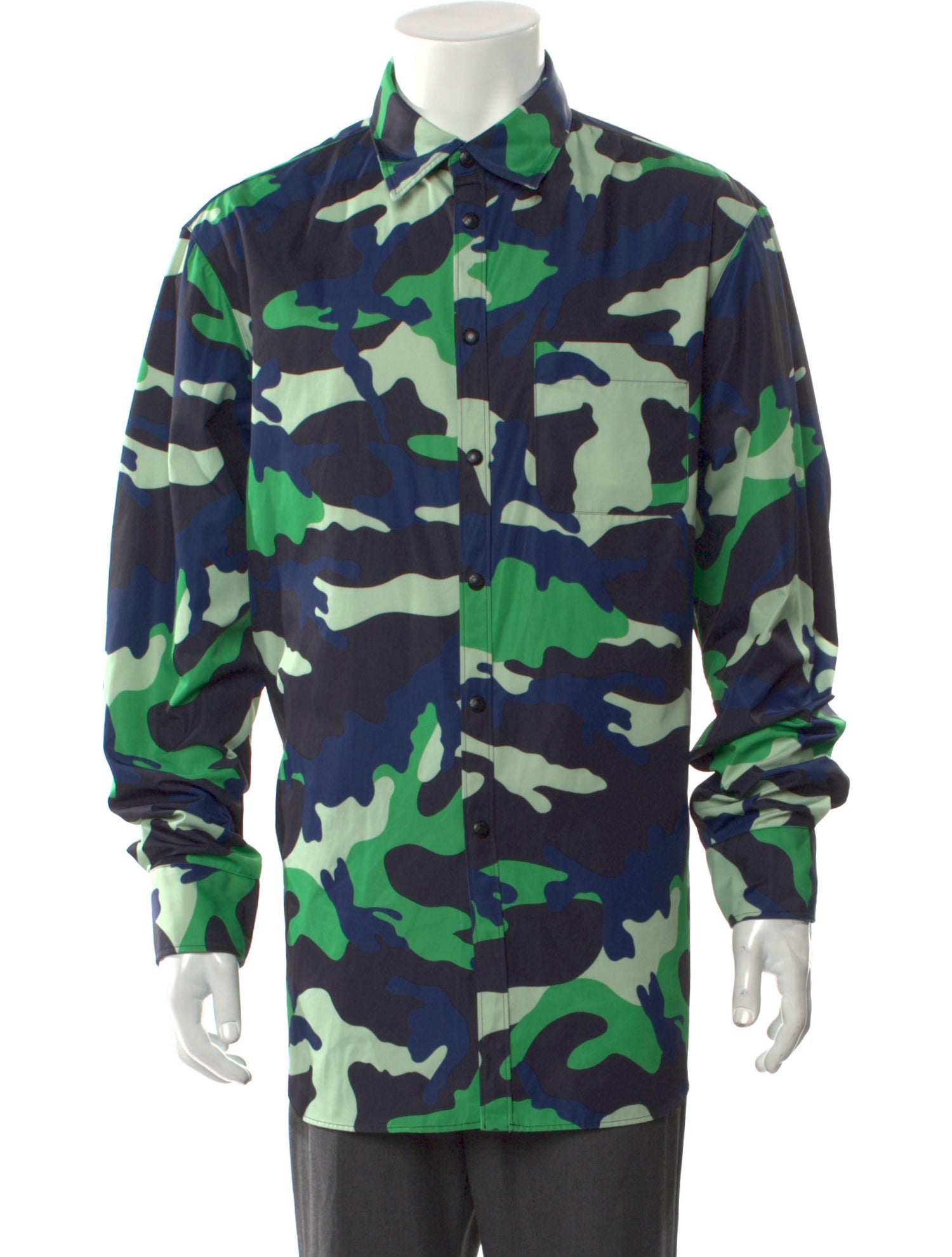Valentino Camouflage Print Long Sleeve Shirt