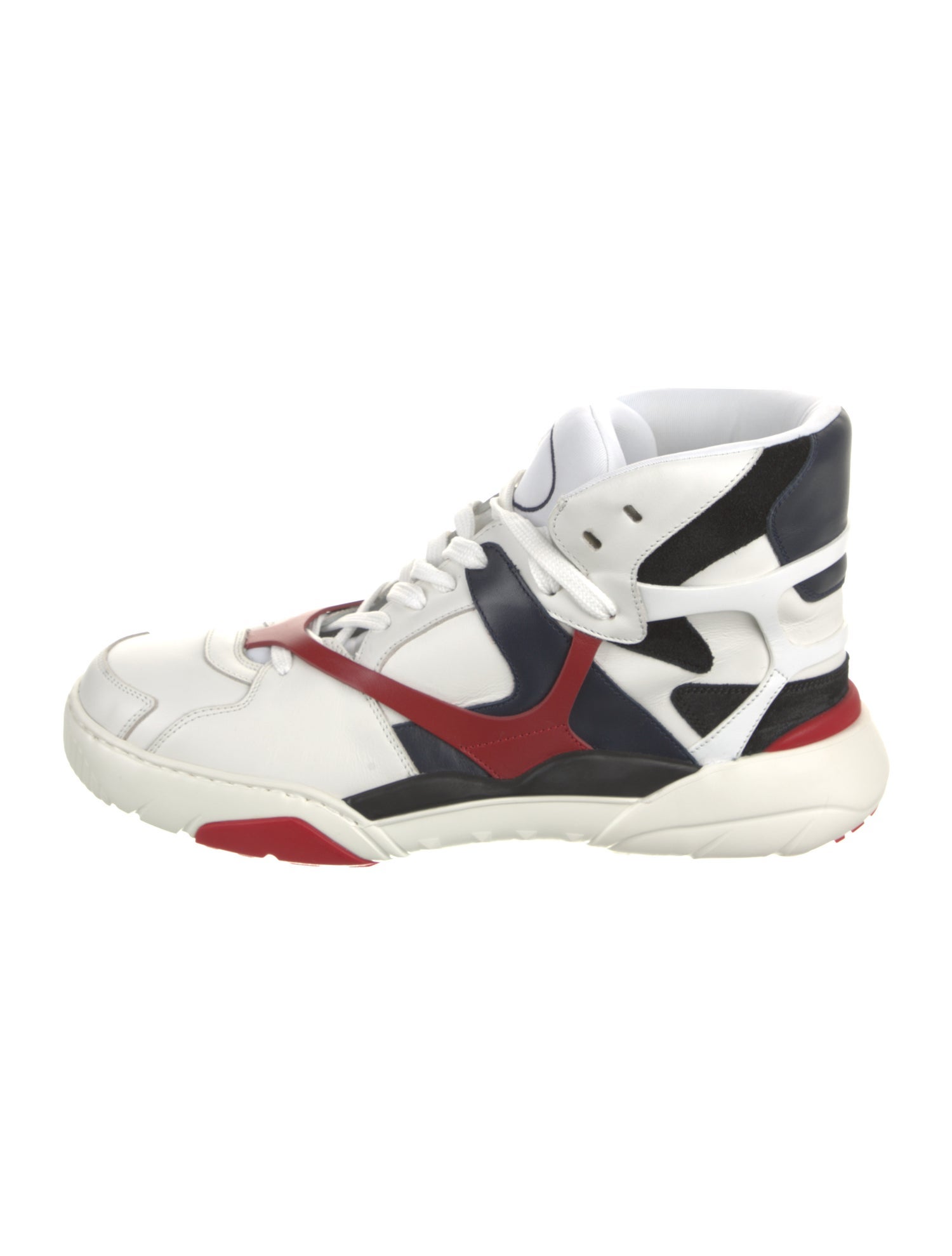 Valentino Leather Colorblock Pattern Sneakers