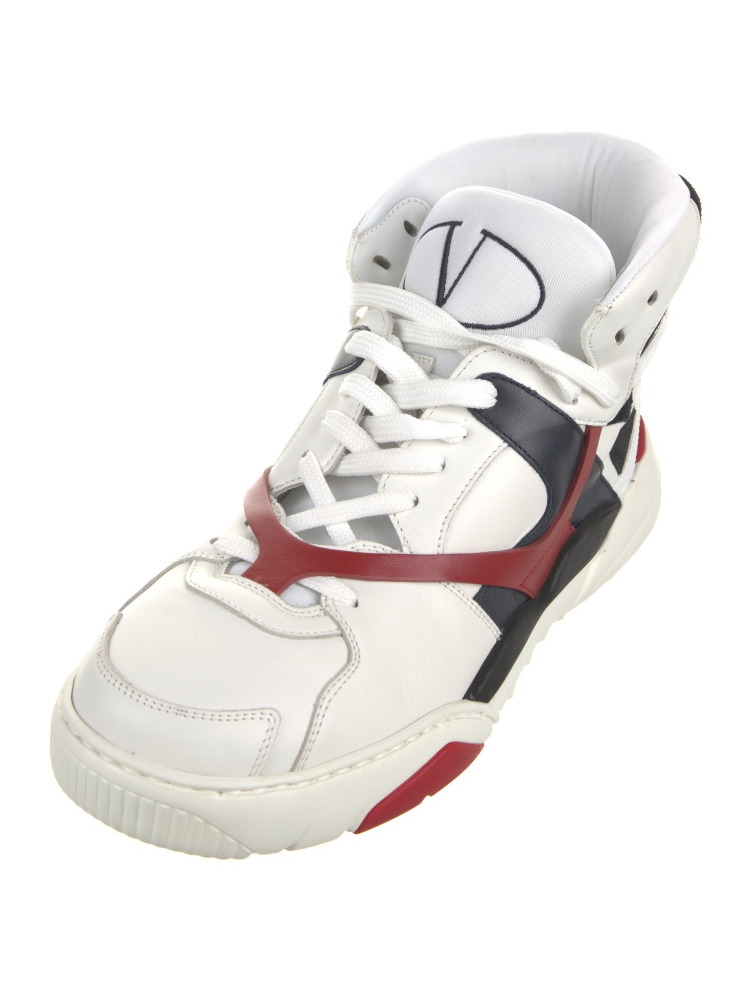 Valentino Leather Colorblock Pattern Sneakers