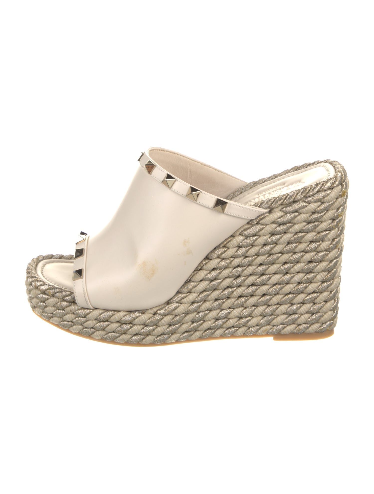 Valentino Rockstud Accents Leather Espadrilles