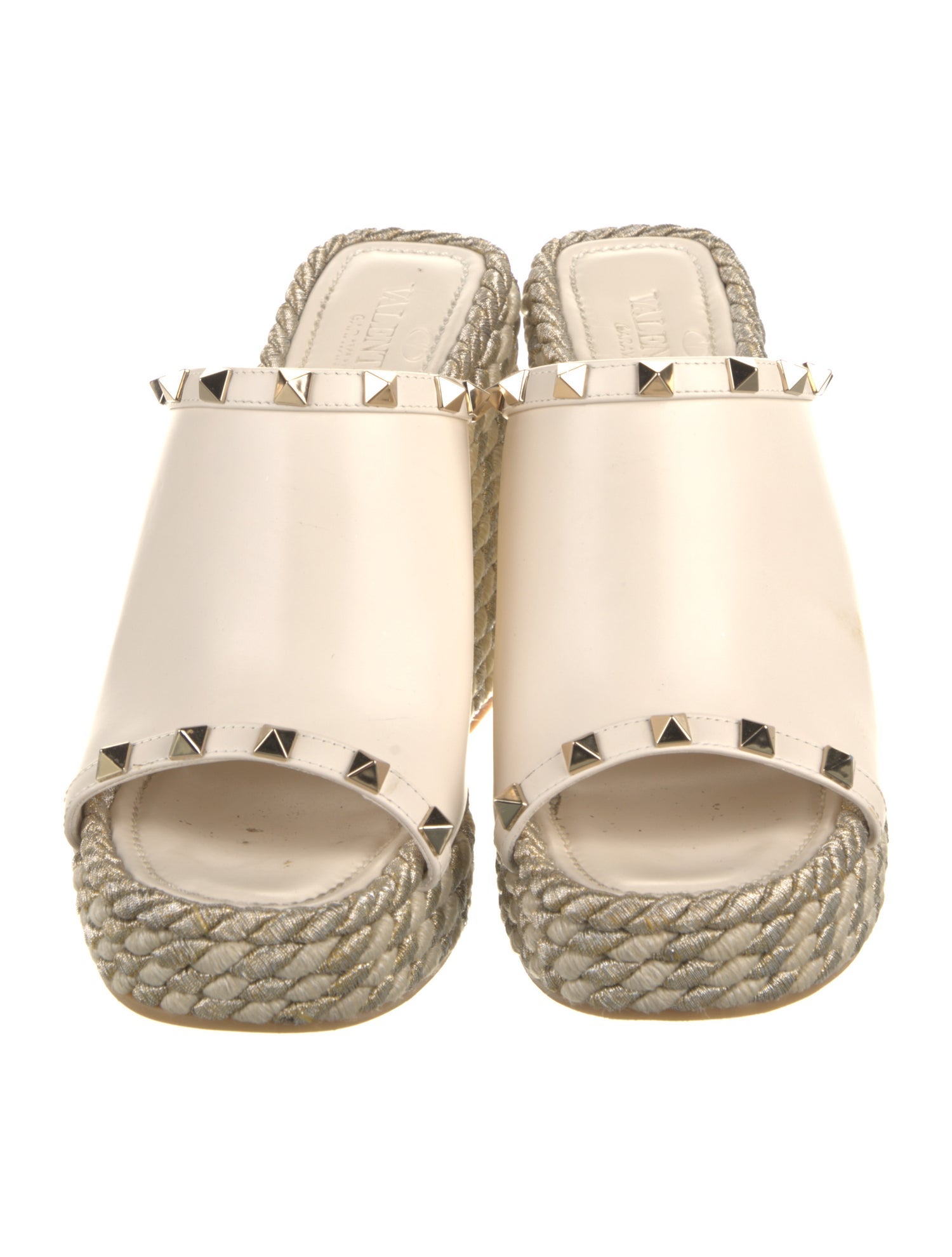 Valentino Rockstud Accents Leather Espadrilles