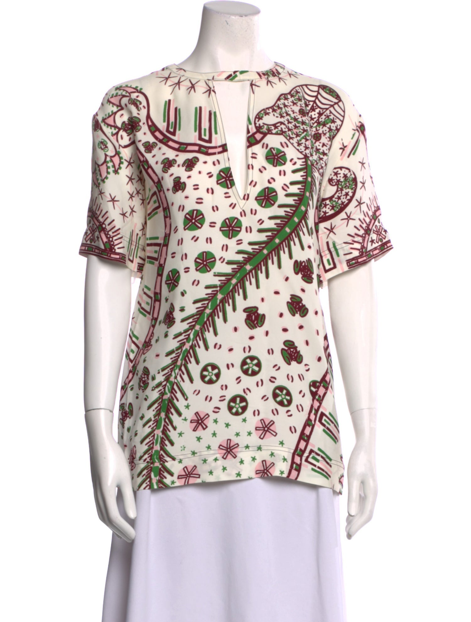 Valentino Paisley Print Bateau Neckline Blouse