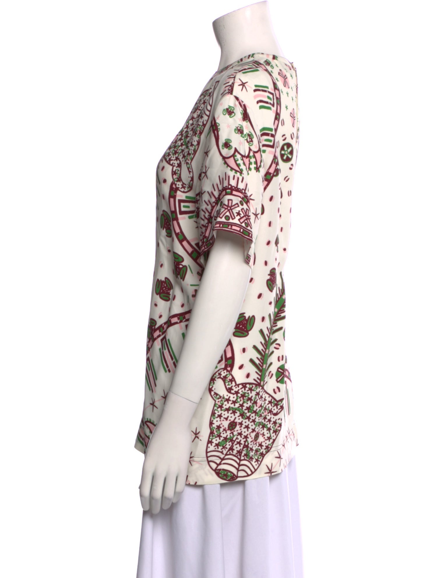 Valentino Paisley Print Bateau Neckline Blouse