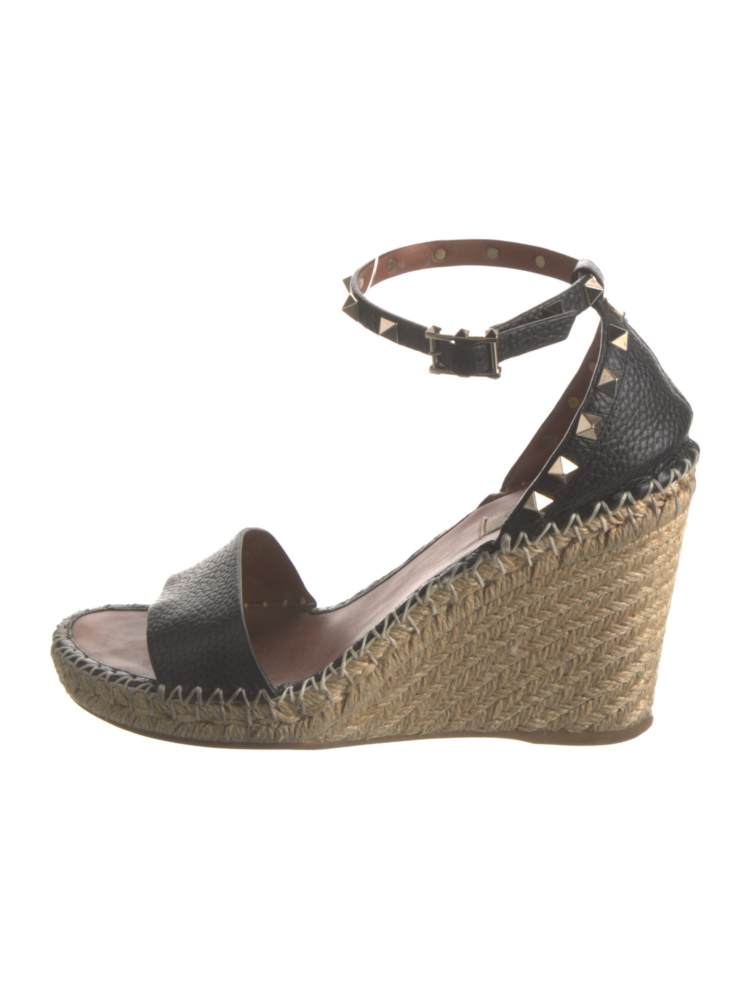 Valentino Rockstud Accents Leather Espadrilles