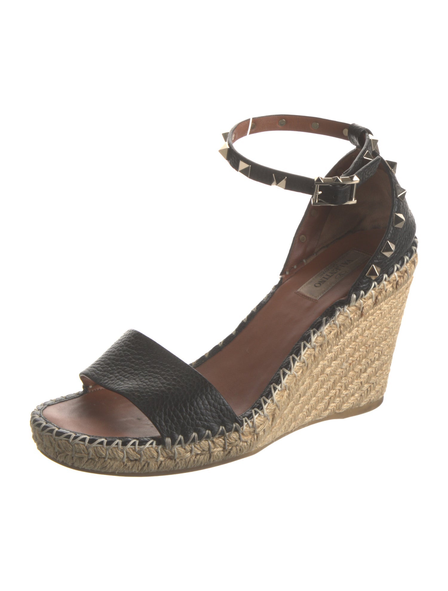 Valentino Rockstud Accents Leather Espadrilles