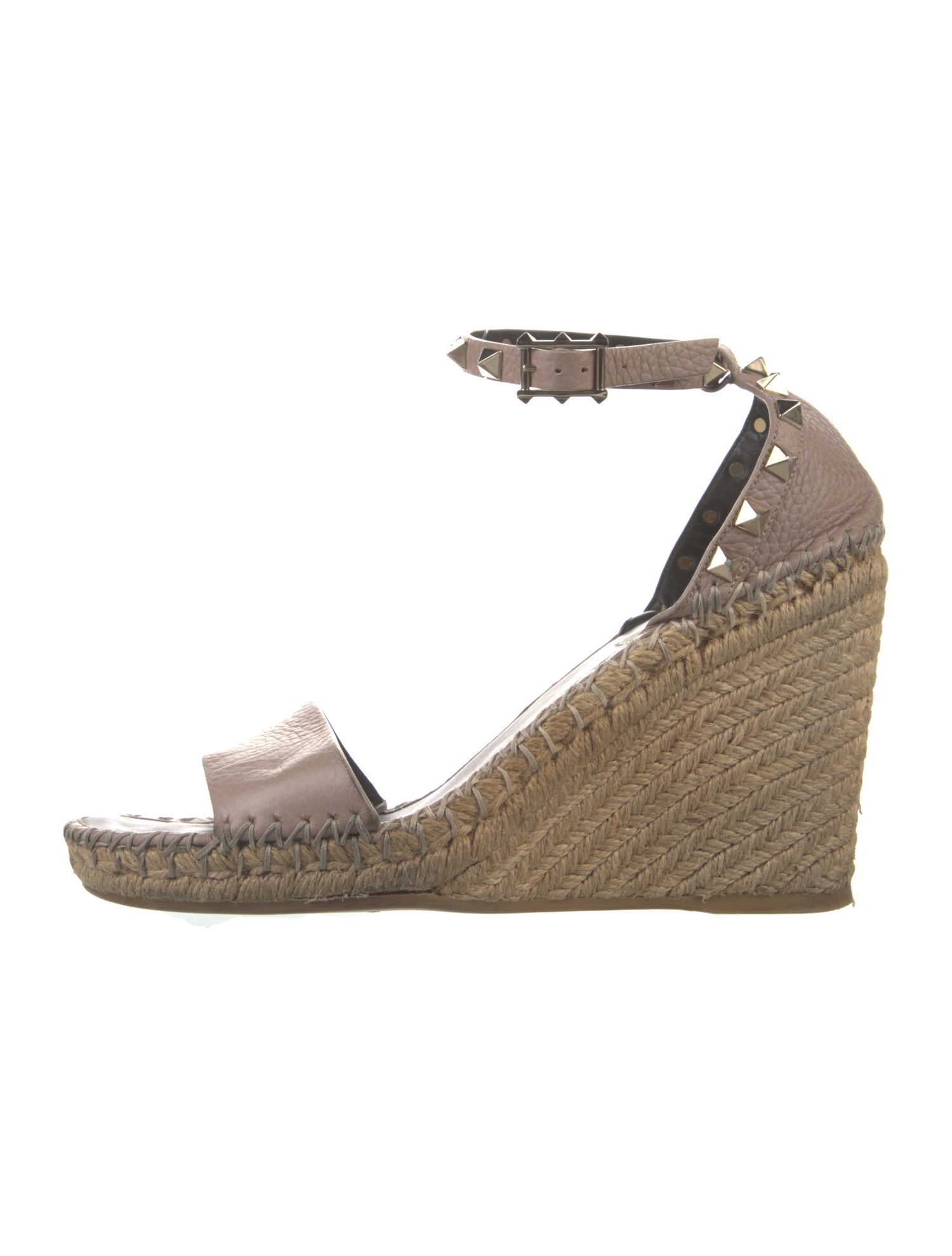 Valentino Rockstud Accents Leather Espadrilles