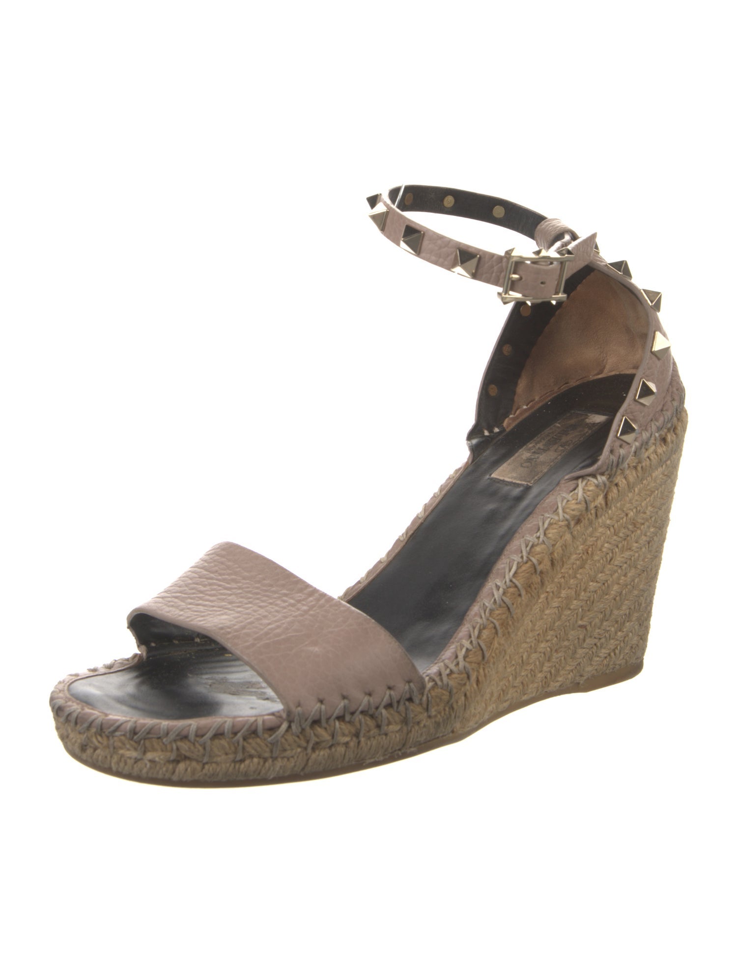 Valentino Rockstud Accents Leather Espadrilles