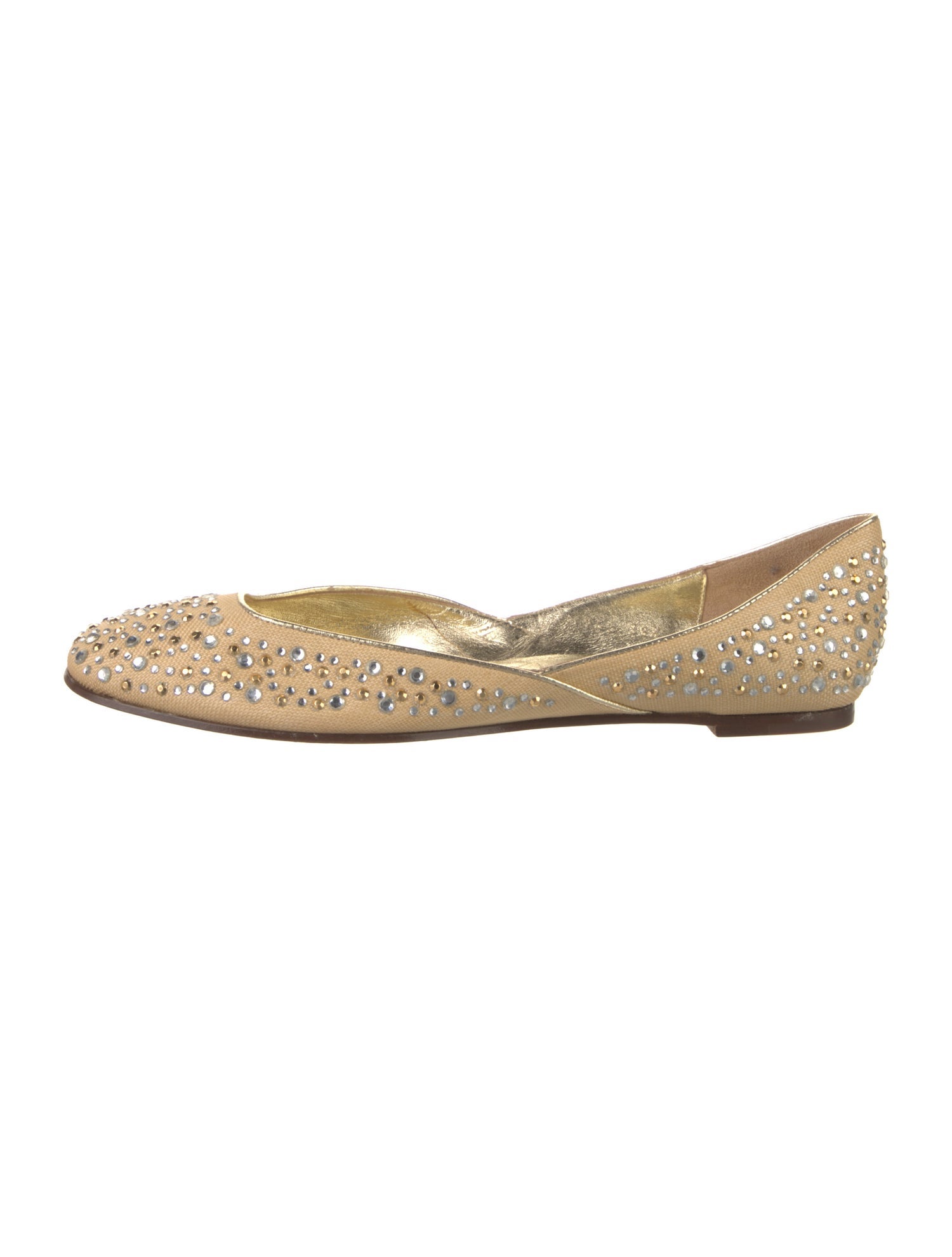 Valentino Canvas Crystal Embellishments D'Orsay Flats