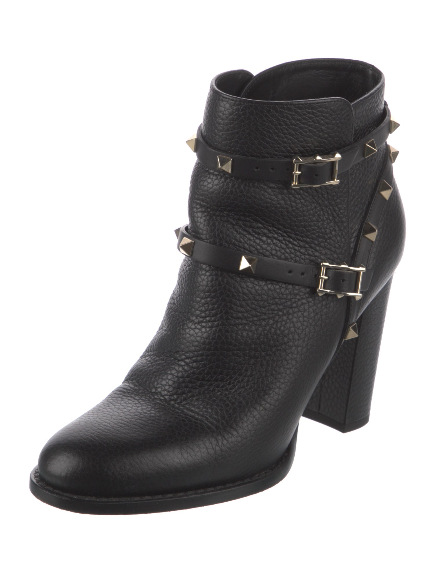 Valentino Rockstud Accents Leather Moto Boots