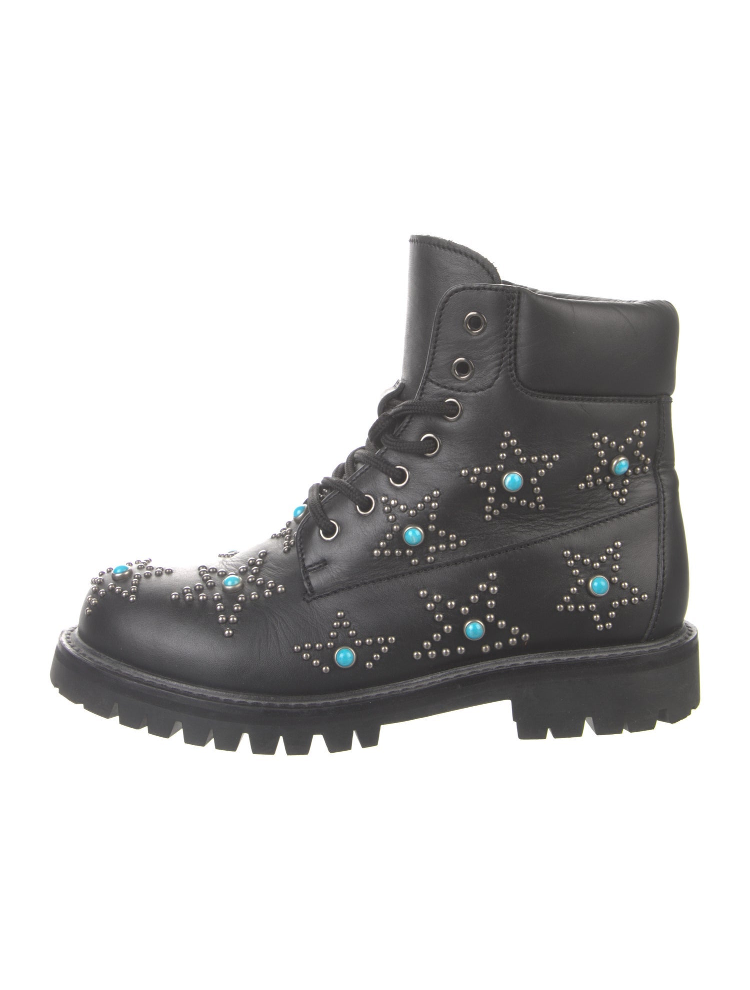 Valentino Leather Studded Accents Combat Boots
