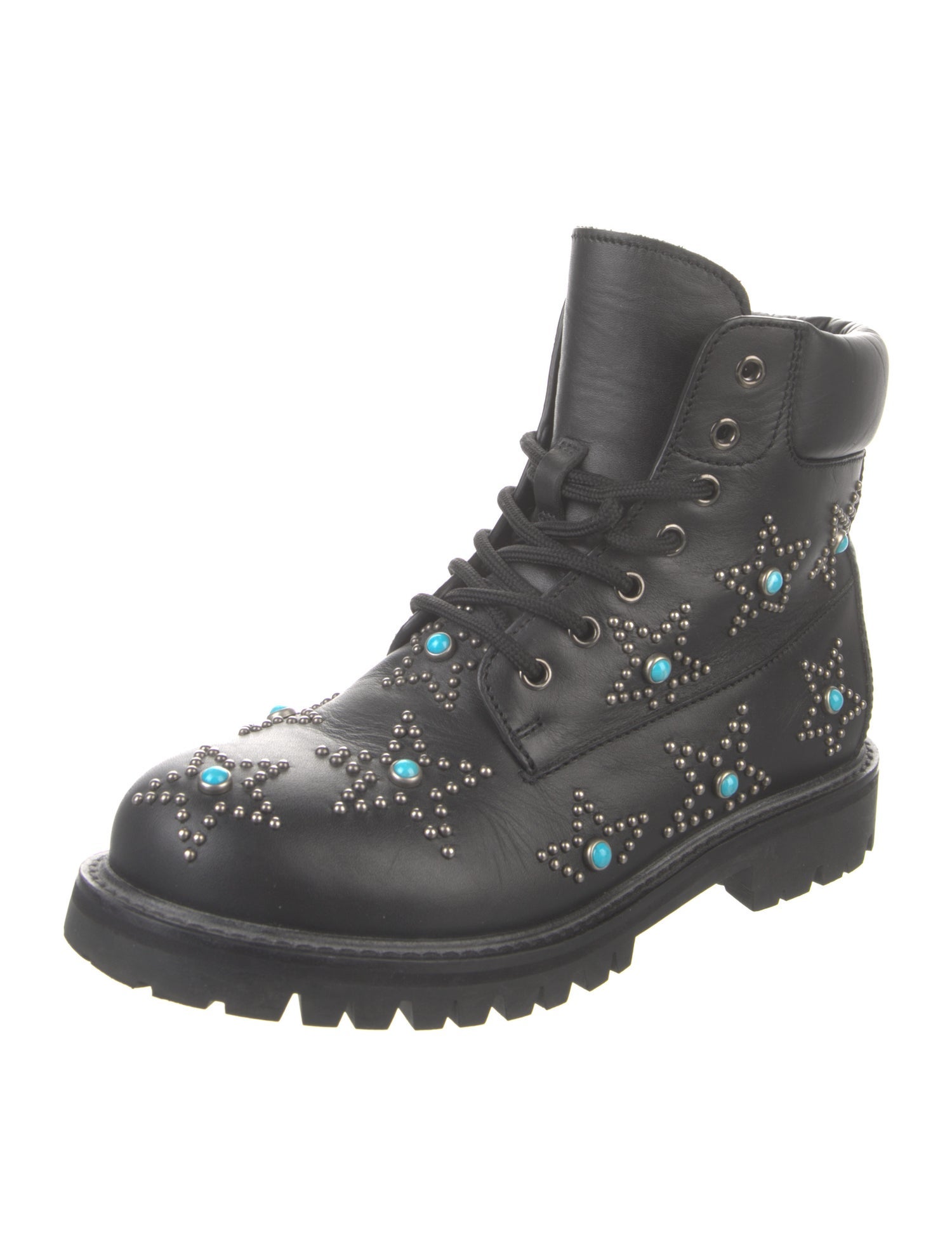 Valentino Leather Studded Accents Combat Boots